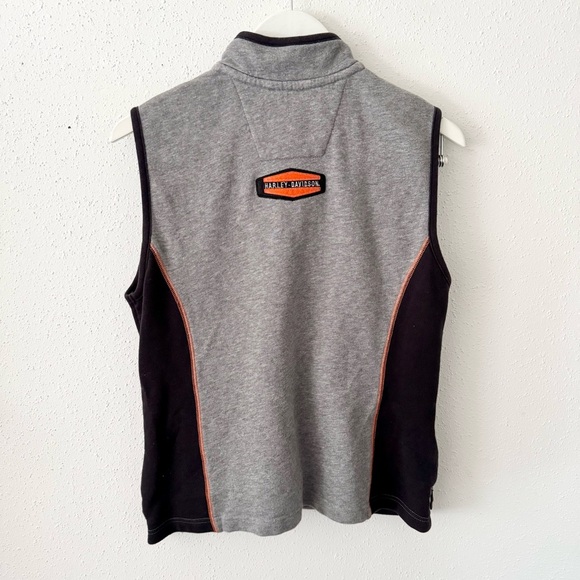 HARLEY DAVIDSON Grey Fleece Logo Zip Up Sleeveless Vest Women's Size Medium M - Picture 4 of 6
